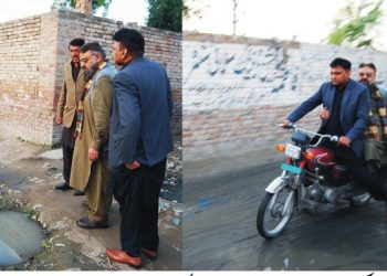 لیہ۔ڈپٹی کمشنر  موٹر سا ئیکل پر ، محلہ عید گاہ میں صفائی کی ابترصورت حال کا نوٹس  لے لیا