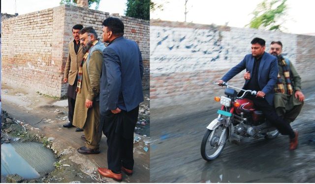 لیہ۔ڈپٹی کمشنر  موٹر سا ئیکل پر ، محلہ عید گاہ میں صفائی کی ابترصورت حال کا نوٹس  لے لیا