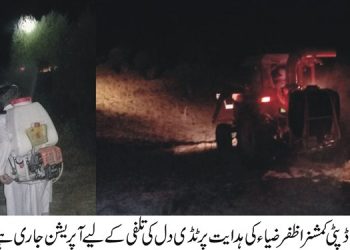 لیہ ۔ضلع بھرمیں ٹڈی دَل سے متاثرہ علاقہ کا سروے اور 15ہزار ایکڑرقبہ پرسپرے کا عمل مکمل