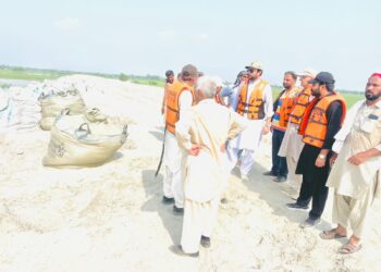 سید رفاقت علی شاہ گیلانی سابق ایم اے کی درخواست پر این ایچ اے ٹیم کا حالیہ سیلاب سے لیہ تو نسہ پل اور سپر بند کے متا ثرہ مقامات کا دورہ