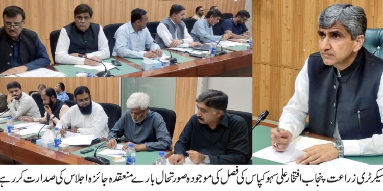 سیکرٹری زراعت پنجاب افتخار علی سہو کی زیرِ صدارت ایم این ایس زرعی یونیورسٹی ملتان میں اہم اجلاس آئندہ 60 دن کپاس کی مینجمنٹ کے حوالے سے نہایت اہمیت کے حامل ہیں۔ سیکرٹری زراعت پنجاب