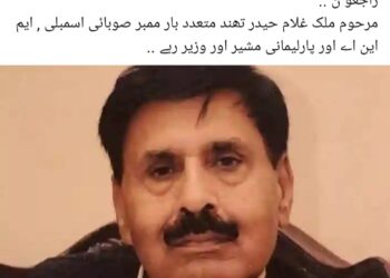 لیہ ۔ سینئر پارلیمنٹرین  سابق نا ظم ضلع ملک غلام حیدر تھند وفات پا گئے ۔انا للہ و انا الیہ راجعون